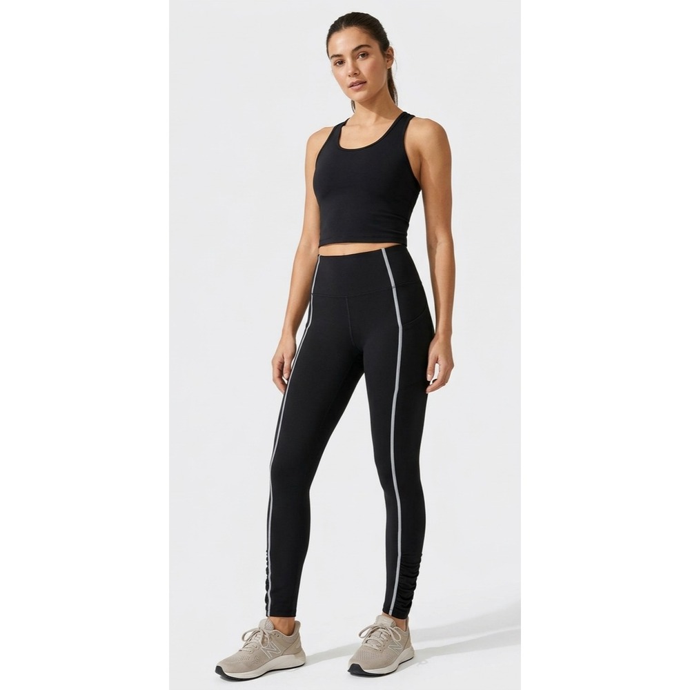 FP Movement You're a Peach Pocket Leggings Womens S Black Ruched OB2016149
